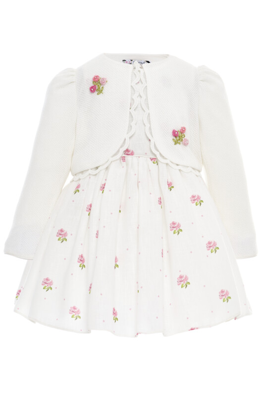 Ecru Baby Girls Embroidered Rose Dress & Jacket Set (6–24 Months) 6-24 MONTH 36385PR - Clothes (1)