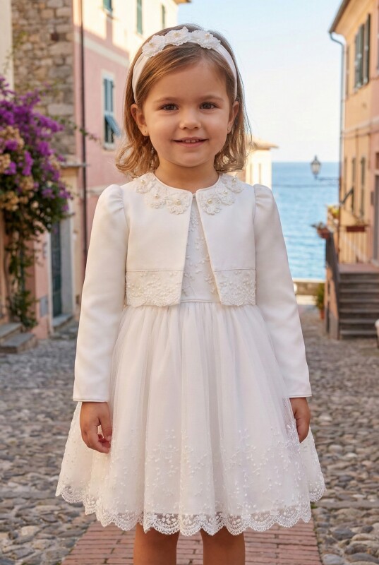 Ecru Baby Girls Lace Dress & Jacket Set (6–24 Months) 6-24 MONTH 36362PR - Clothes