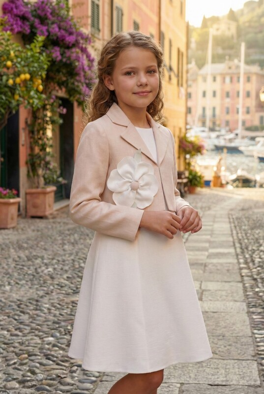 Beige Girls Elegant Dress with Jacket 8-15 AGE 36293PR 