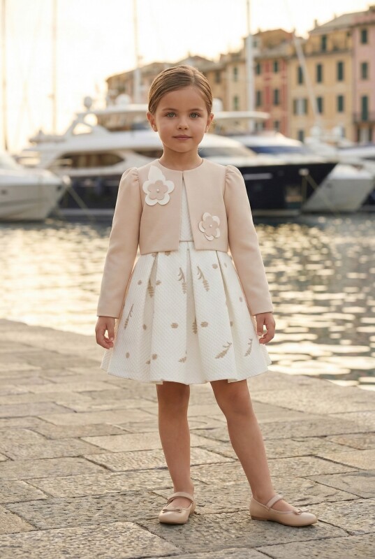 Beige Baby Girls Dress amd Jacket Set 6-24 MONTH 36301PR 