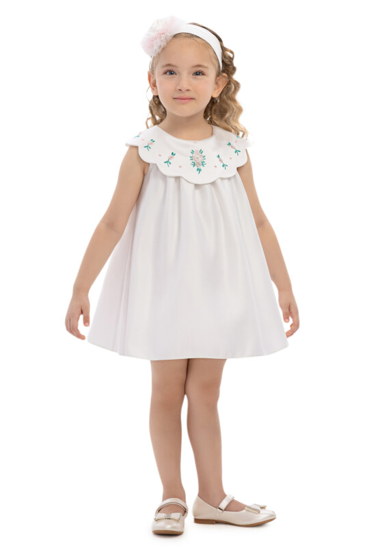 Ecru Baby Dress with Embroidered Collar & Headband 6-24 MONTH 36097PR - Clothes (1)