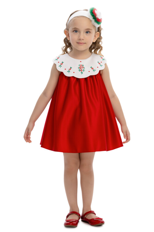 Red Baby Dress with Embroidered Collar & Headband (6–24M) 6-24 MONTH 36097PR 