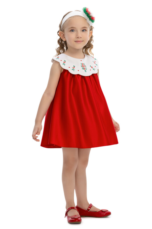 Red Baby Dress with Embroidered Collar & Headband 6-24 MONTH 36097PR - Clothes (1)