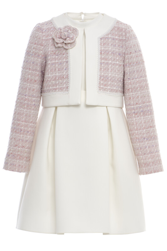 Ecru Girls Dress & Tweed Jacket Set (8–15 Age) 8-15 AGE 36359PR - Clothes (1)