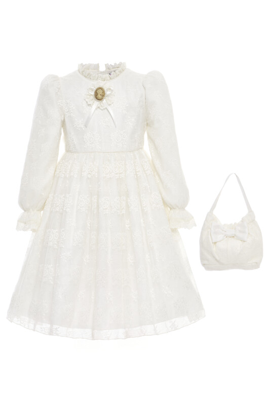 Ecru Girls Classic Lace Dress with Bag 3-7 AGE 36311PR - Clothes (1)