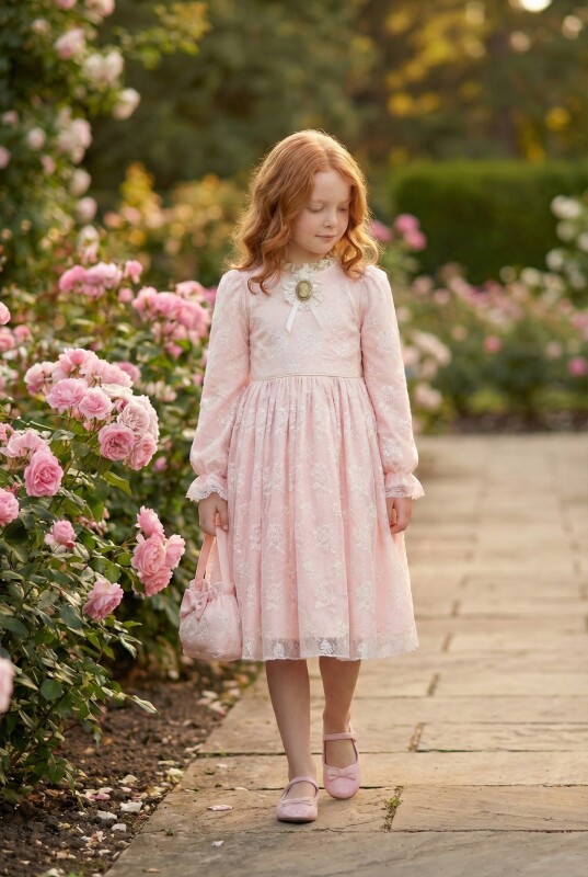 Powder Girls Classic Lace Dress with Bag 3-7 AGE 36311PR - Clothes