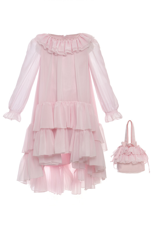 Powder Girls Ruffle Chiffon Dres with Bag 3-7 AGE 36263PR - Clothes (1)