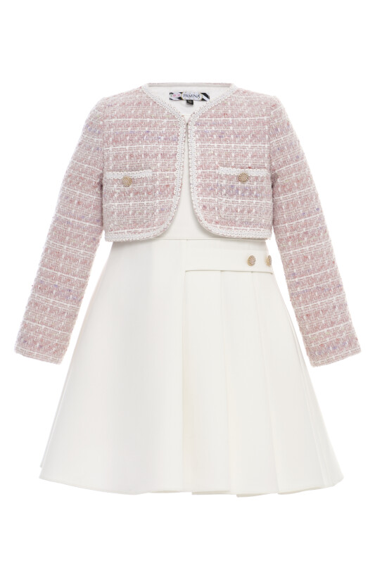 Ecru Girls Tweed Dress & Jacket Set 3-7 AGE 36332PR - Clothes (1)