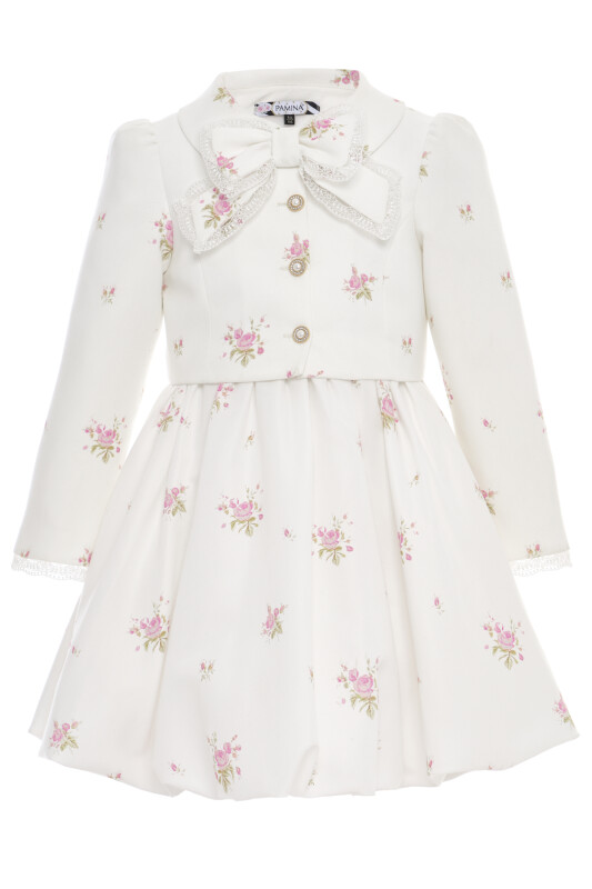 Ecru Girls Floral Print Dress & Jacket Set 3-7 AGE 36308PR - Clothes (1)