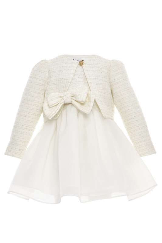 Ecru Baby Girls Tweed Bow Dress & Jacket Set 6-24 MONTH 36326PR - Clothes (1)