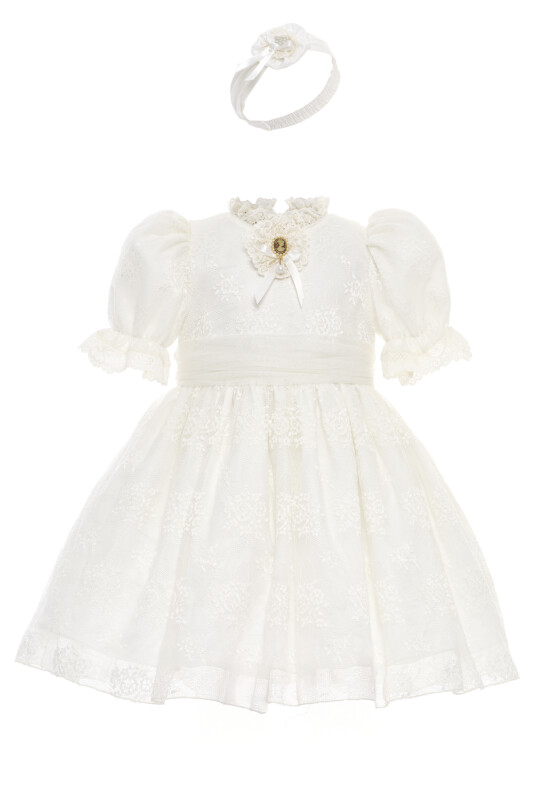 Ecru Baby Girls Vintage Lace Dress with Headband 6-24 MONTH 36315PR - Clothes (1)