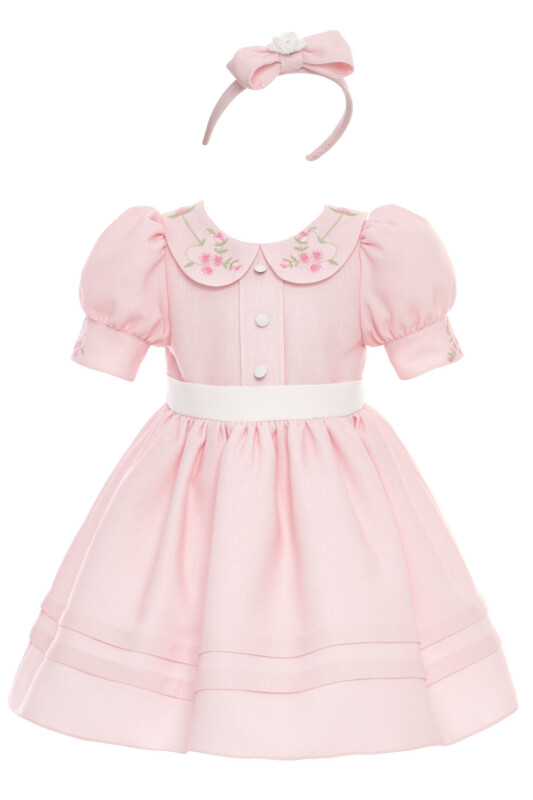 Powder Girls Elegant Embroidered Collar Dress with Headband 3-7 AGE 36394PR - Clothes (1)