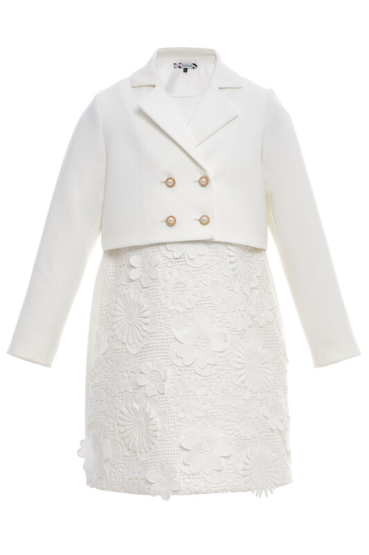 Ecru Girls Floral Lace Dress & Jacket Set 8-15 AGE 36363PR - Clothes (1)