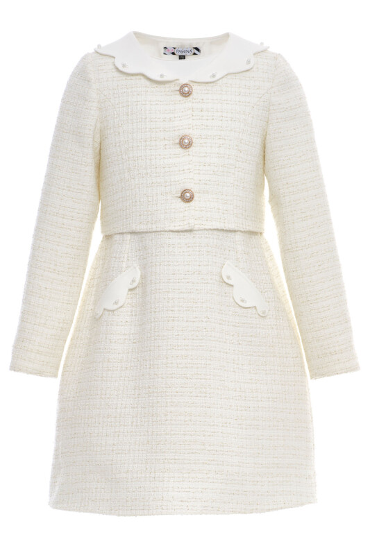 Beige Girls Tweed Dress & Jacket Set 8-15 AGE 36355PR - Clothes (1)