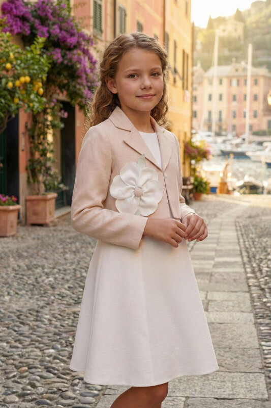 Beige Girls Elegant Dress with Jacket 8-15 AGE 36293PR - Clothes