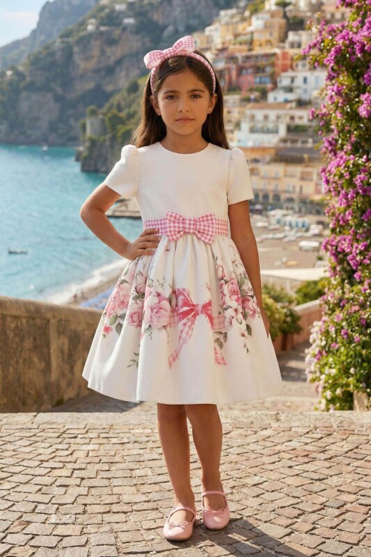 Ecru Girls Floral Dress & Headband 3-7 AGE 36223PR 