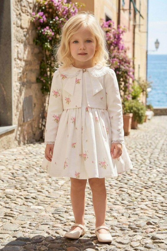 Ecru Baby Girls Floral Print Dress & Jacket Set 6-24 MONTH 36353PR 