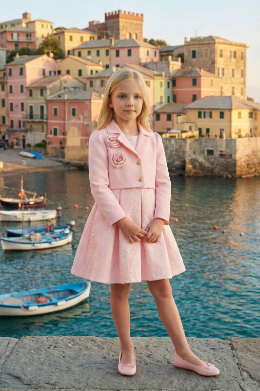 Powder Girls Jacquard Dress with Bolero 3-7 AGE 36342PR - Clothes