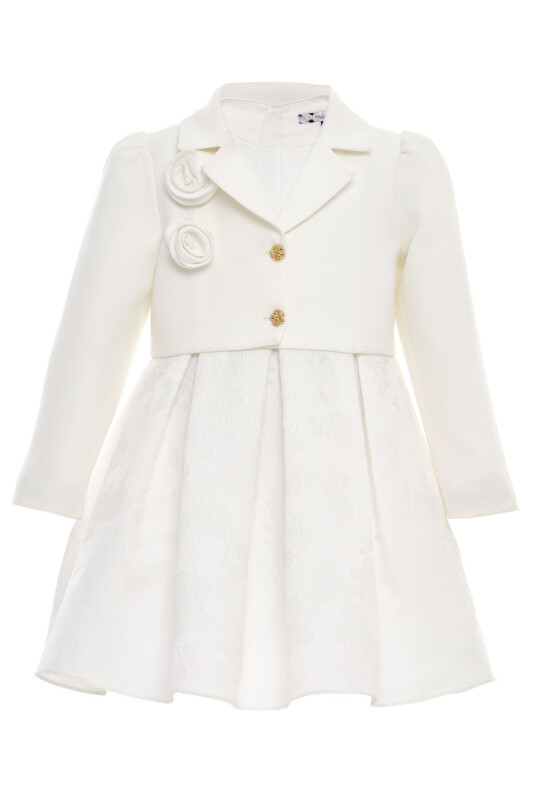 Ecru Girls Jacquard Dress with Bolero 3-7 AGE 36342PR - Clothes (1)