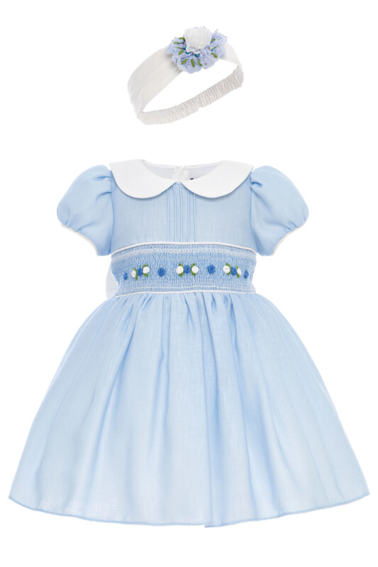 Blue Baby Girls Smocked Dress & Headband 6-24 MONTH 36323PR - Clothes (1)