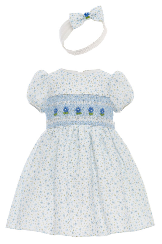 Blue Baby Girls Smocked Floral Dress & Headband Set 6-24 MONTH 36319PR - Clothes (1)