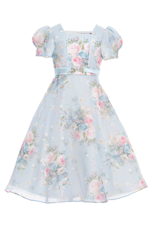 Blue Girls Floral Organza Belted Dress 8-15 AGE 36215PR - Clothes (1)