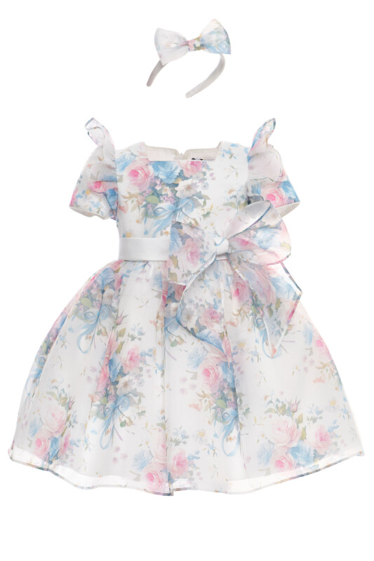 Ecru Girls Floral Organza Dress & Headband 3-7 AGE 36200PR - Clothes (1)