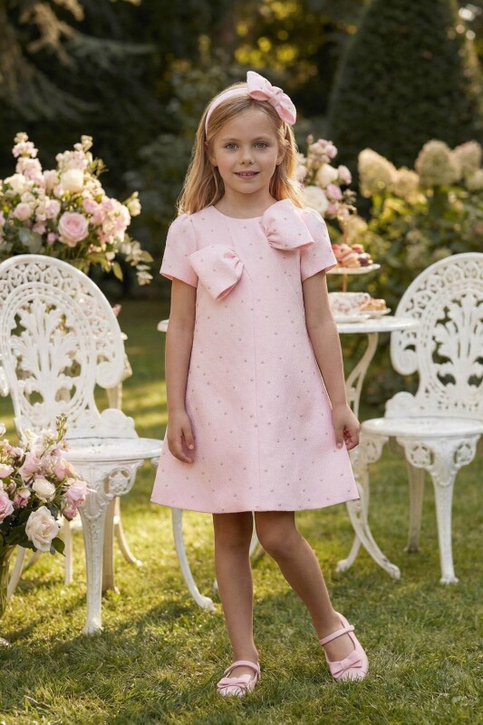 Powder Girls Bow Dress & Headband 3-7 AGE 36189PR 