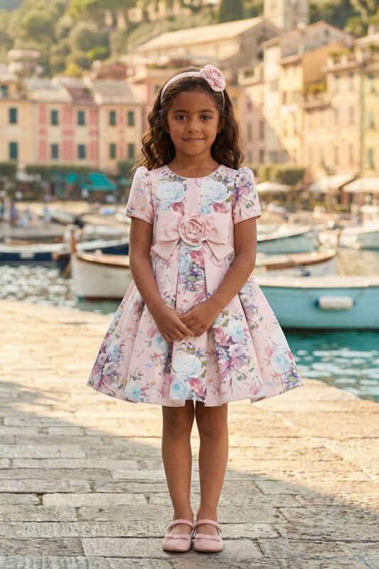 Powder Girls Bloom Print Dress & Headband 3-7 AGE 36195PR 