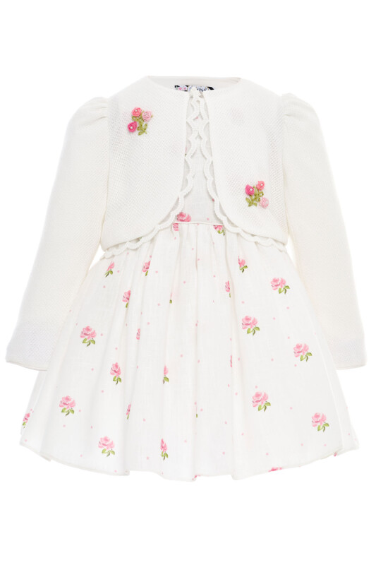 Ecru Baby Girls Embroidered Rose Dress & Jacket Set 6-24 MONTH 36385PR - Clothes (1)