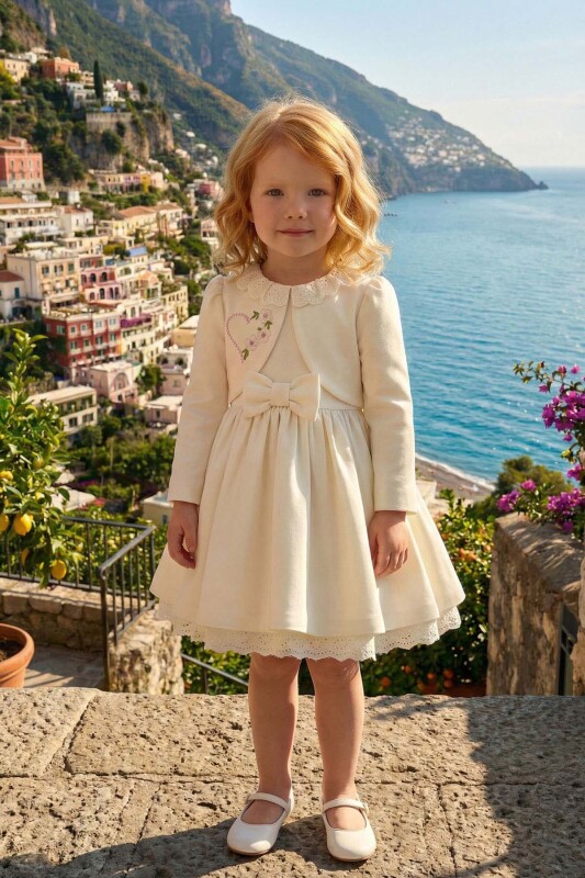 Ecru Baby Girls Dress & Embroidered Jacket Set 6-24 MONTH 36376PR - Clothes