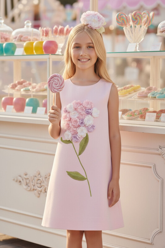 Powder Girls 3D Floral Bouquet Dress with Headband 3-7 AGE 36098PR 