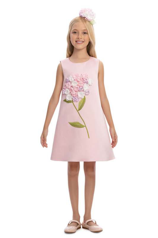 Powder Girls 3D Floral Bouquet Dress with Headband 3-7 AGE 36098PR - Clothes (1)