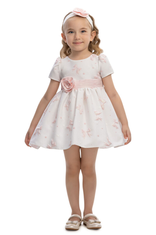 Powder Baby Dress with Bow Motifs and Flower Headband 6-24 MONTH 36171PR - Clothes (1)