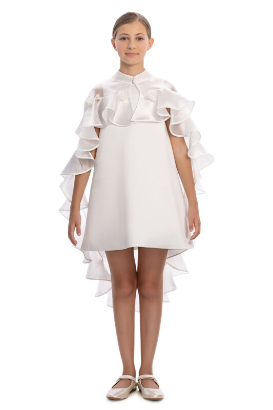 Ecru Girls Ruffle Cape Dress 8-14 AGE 36127PR - Clothes (1)