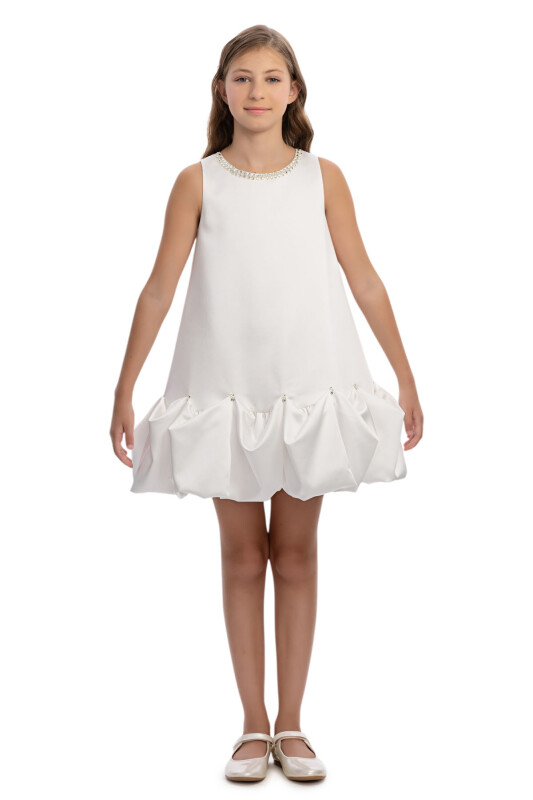 Ecru Girls Satin Balloon Dress 8-15 AGE 36113PR - Clothes (1)