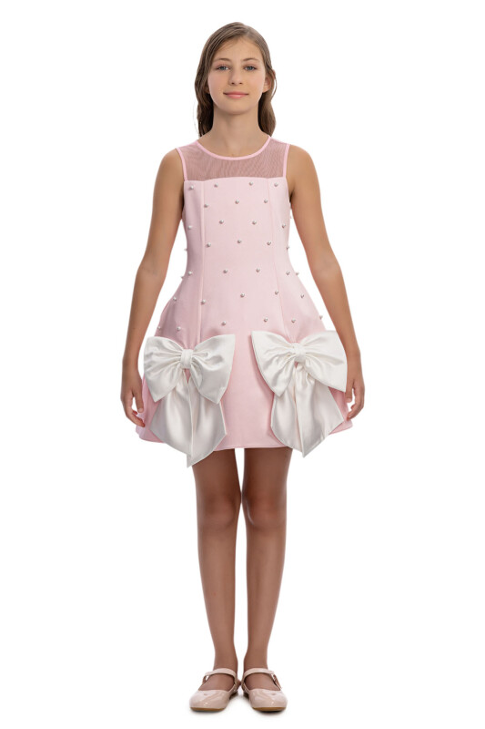 Pink Girls Pearl Bow Dress 8-14 AGE 36110PR - Clothes (1)