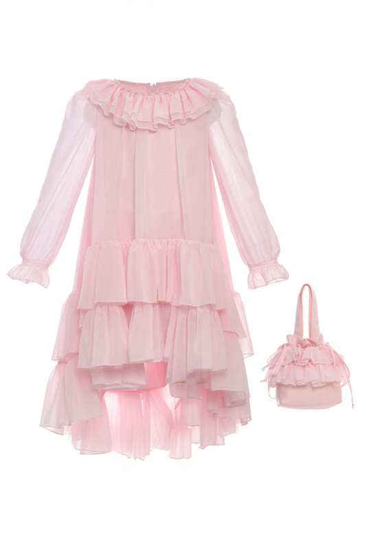 Powder Girls Ruffle Chiffon Dres with Bag 3-7 AGE 36263PR - Clothes (1)