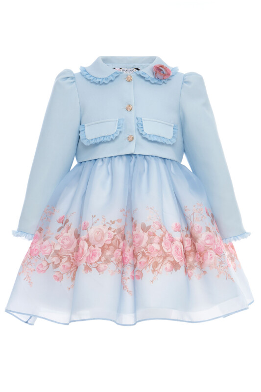 Blue Girls Floral Organza Dress with Jacket 3-7 AGE 36298PR - Clothes (1)