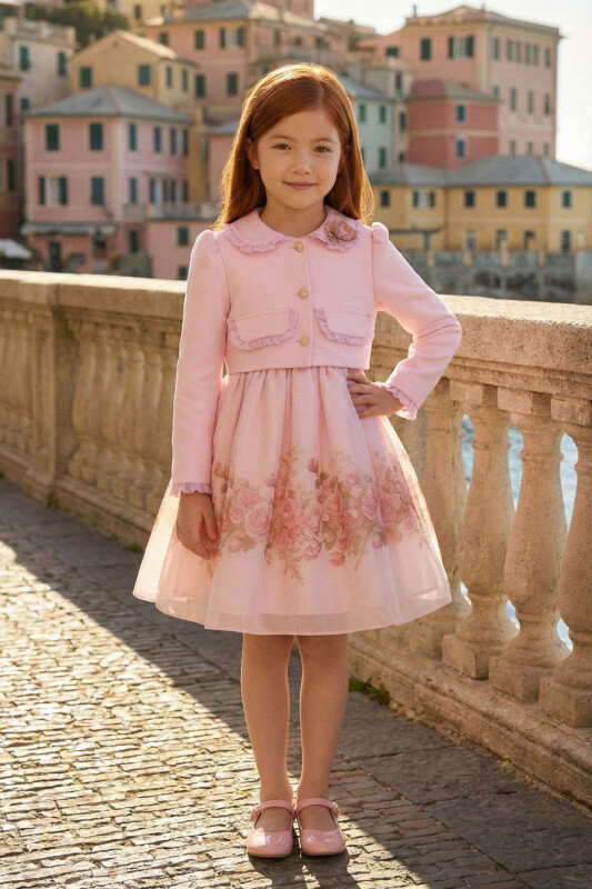 Powder Girls Floral Organza Dress with Jacket 3-7 AGE 36298PR 