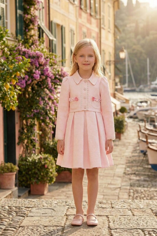 Powder Girls Dress with Floral Pocket Jacket 3-7 AGE 36296PR 