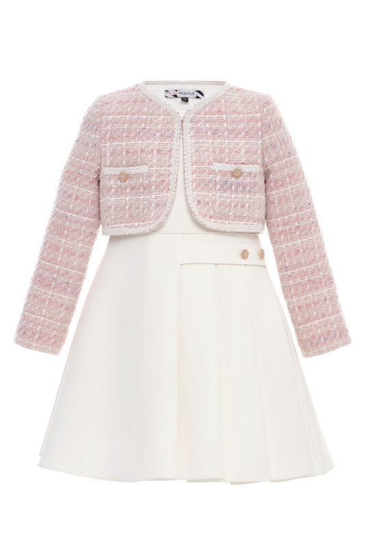 Ecru Girls Tweed Dress & Jacket Set 3-7 AGE 36332PR - Clothes (1)