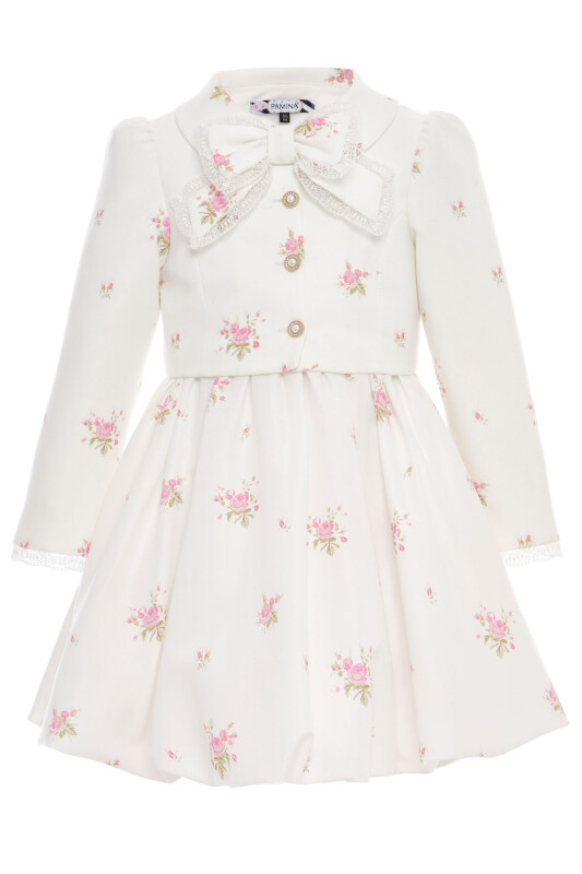 Ecru Girls Floral Print Dress & Jacket Set 3-7 AGE 36308PR - Clothes (1)