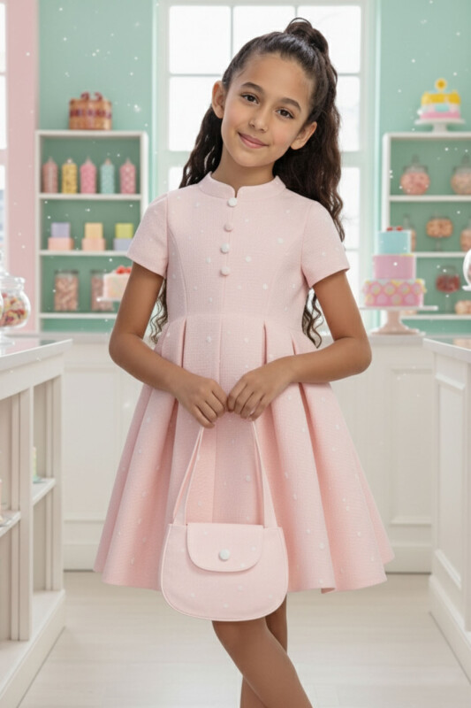 Powder Girls Polka Dot Dress with Matching Bag 3-7 AGE 36305PR - Clothes