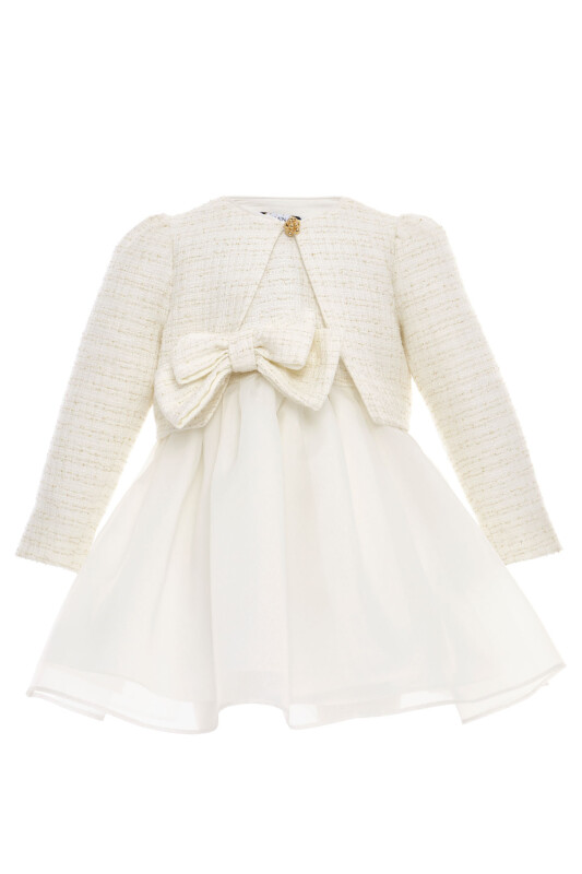 Ecru Baby Girls Tweed Bow Dress & Jacket Set 6-24 MONTH 36326PR - Clothes (1)