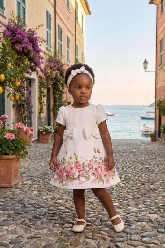 Ecru Baby Girls Floral Dress & Headband 6-24 MONTH 36202PR 