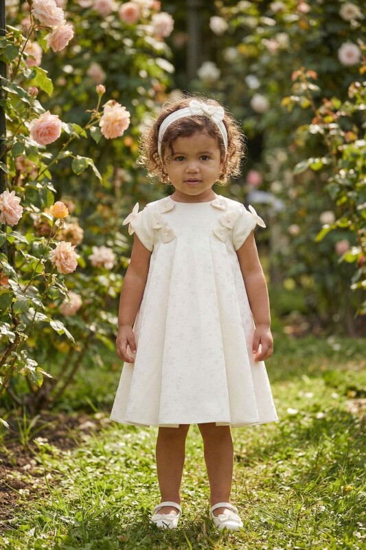 Ecru Baby Girls Heart Pattern Dress & Headband 6-24 MONTH 36201PR - Clothes