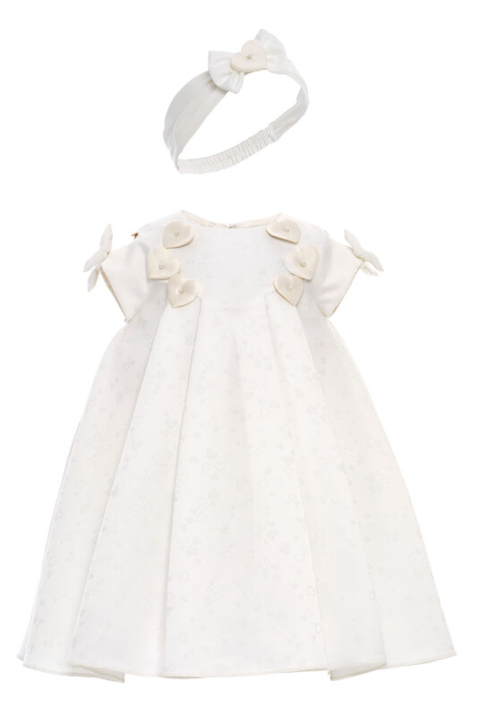 Ecru Baby Girls Heart Pattern Dress & Headband 6-24 MONTH 36201PR - Clothes (1)