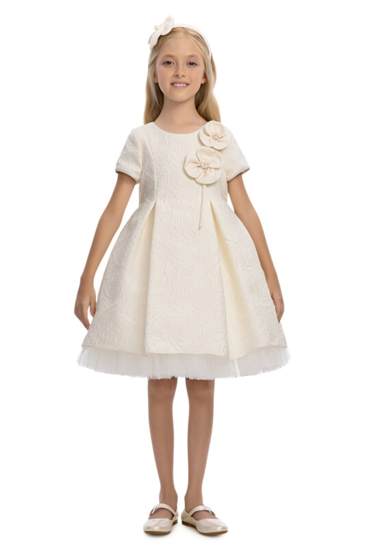 Ecru Girls Jacquard Dress 3-7 AGE 36190PR - Clothes (1)