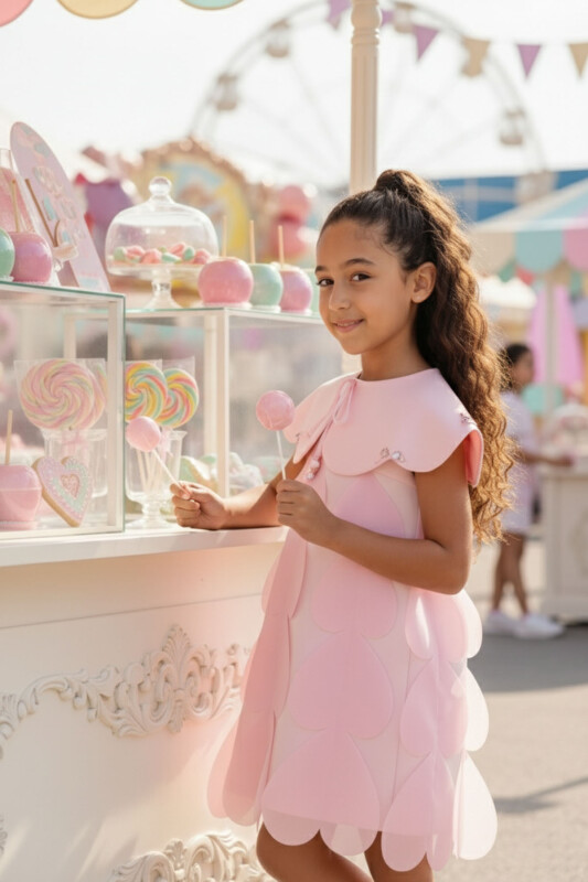 Pink Girls Petal Layered Dress with Removable Collar 3-7 AGE 36134PR - Clothes